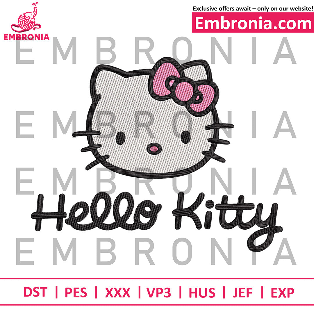 Hello Kitty logo embroidery design