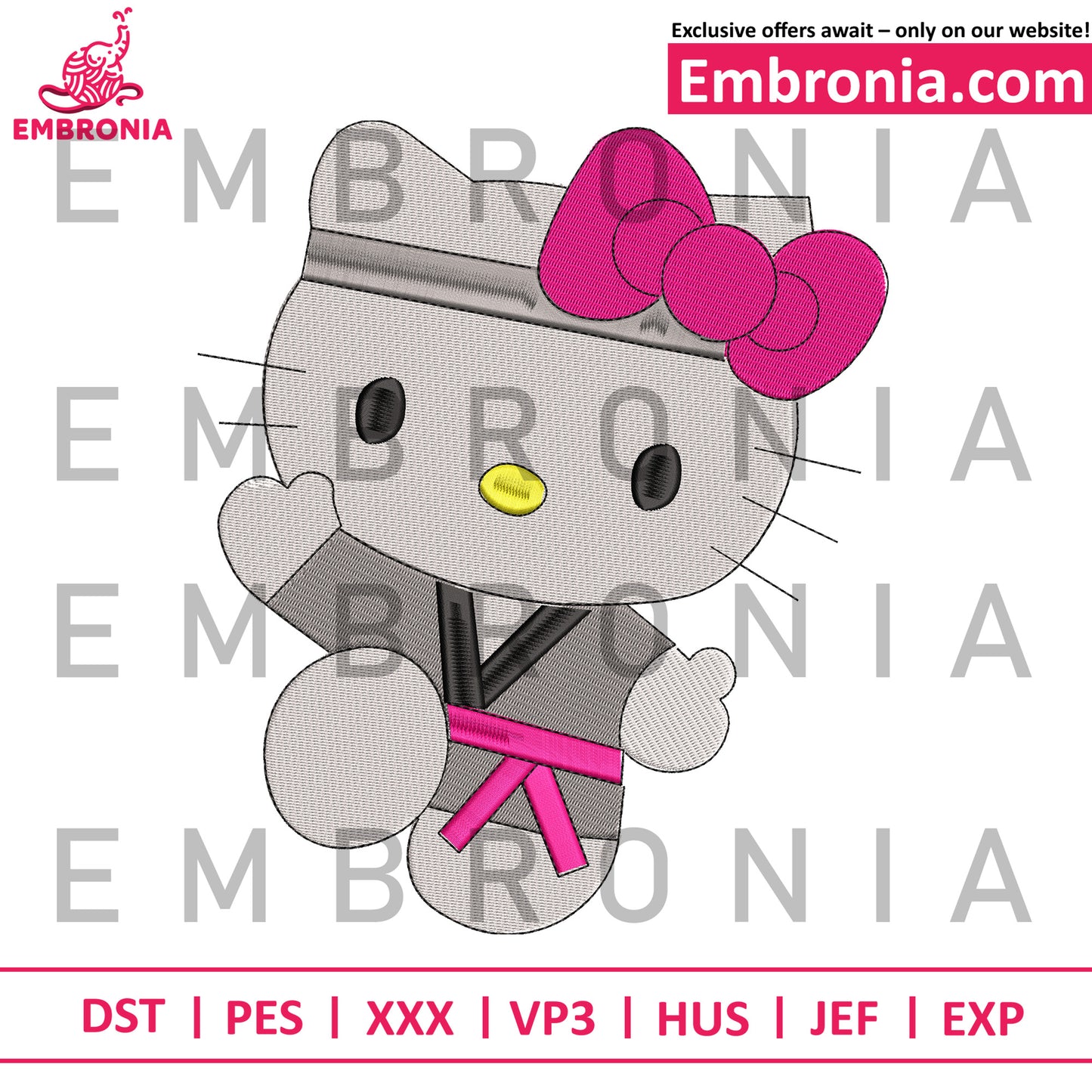 Hello kitty Taekwondo embroidery