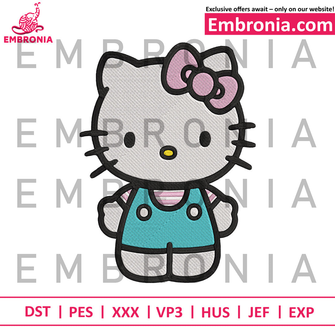 Hello kitty blue dress embroidery