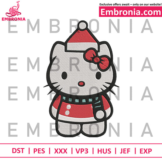 Hello kitty christmas embroidery logo, hello kitty character embroidery, lovely kitty embroidery