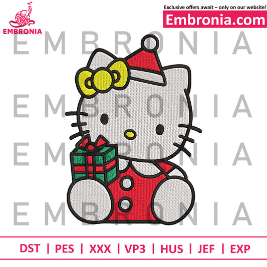 Hello kitty christmas embroidery design