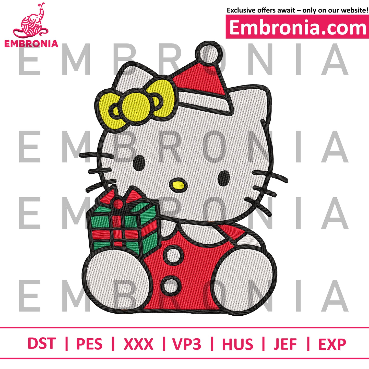 Hello kitty christmas embroidery