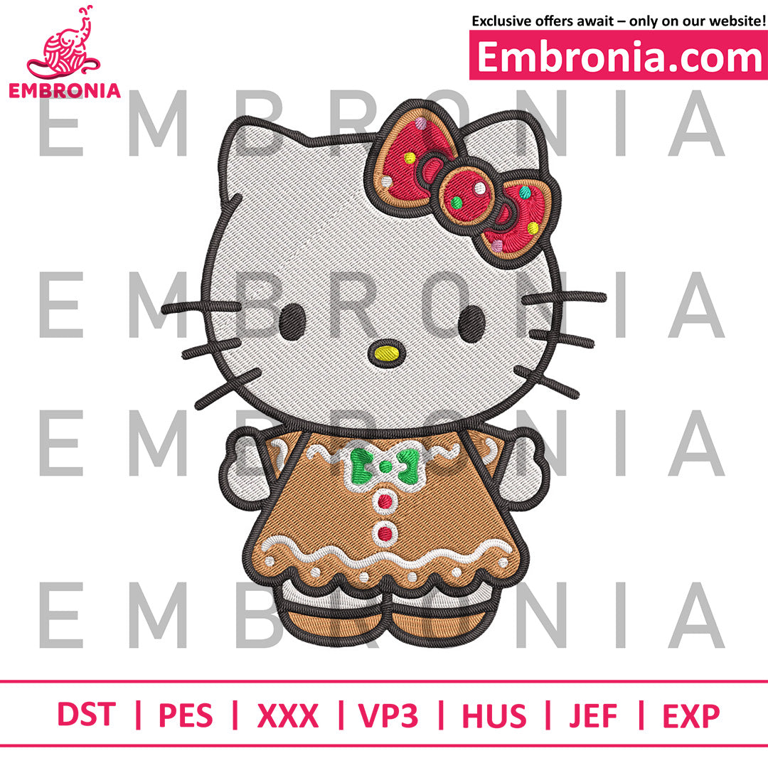 Hello kitty cute ginger embroidery