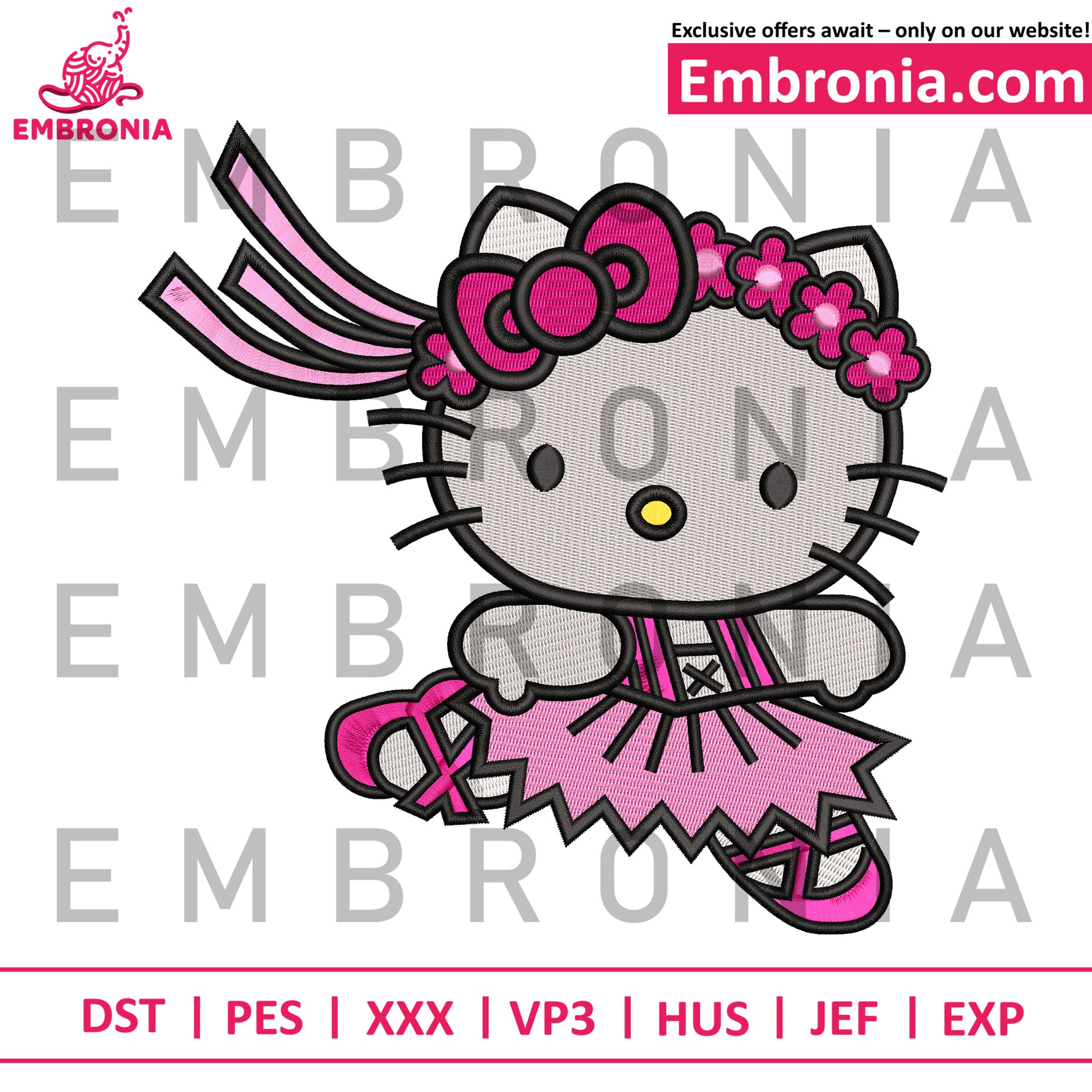 Hello kitty dancing embroidery
