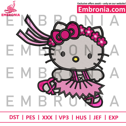 Hello kitty dancing embroidery