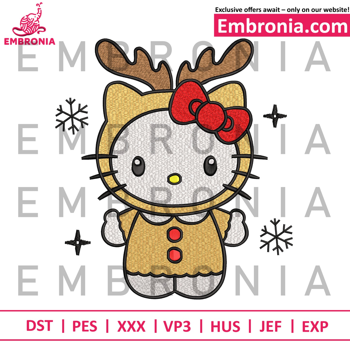 Hello kitty deer embroidery