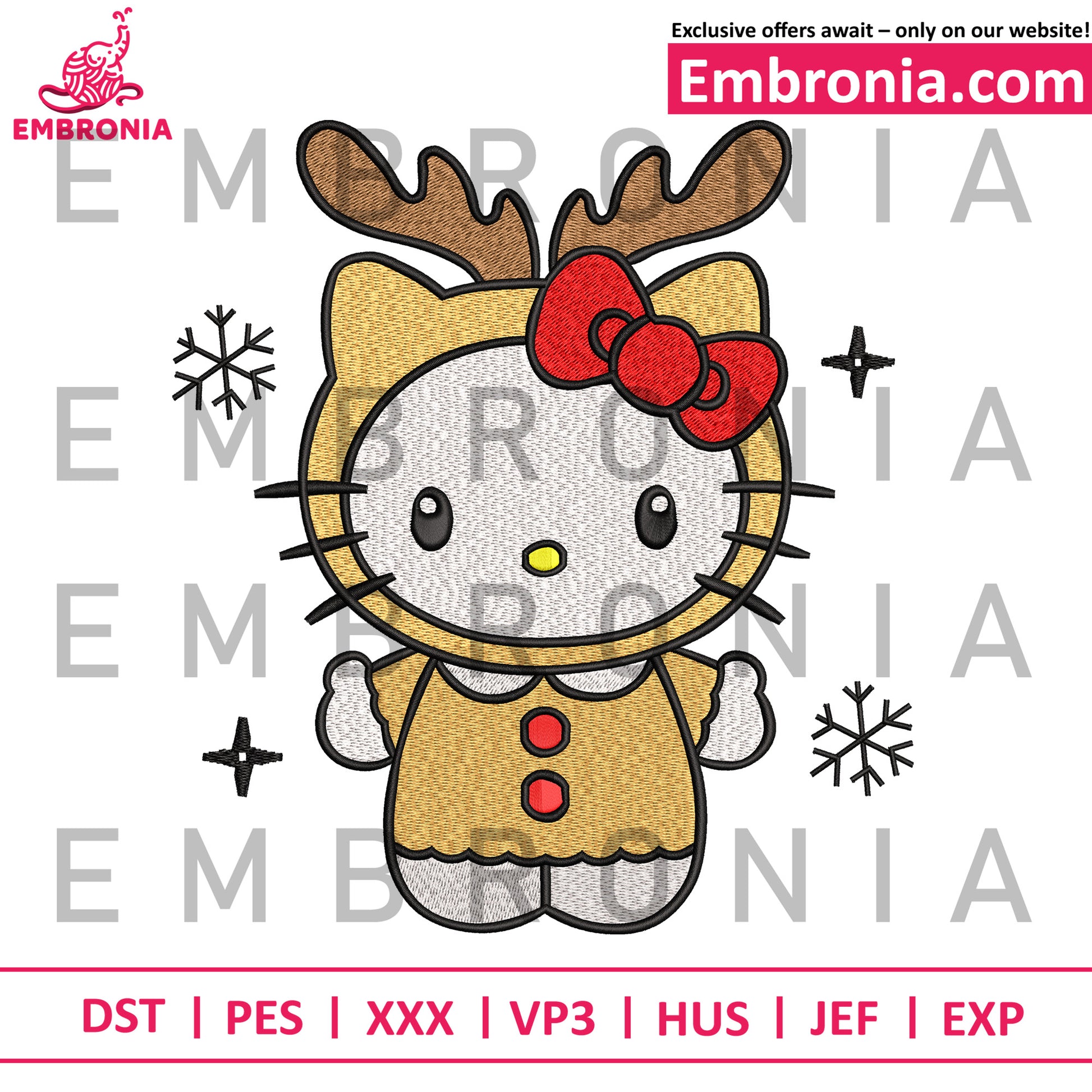 Hello kitty deer embroidery