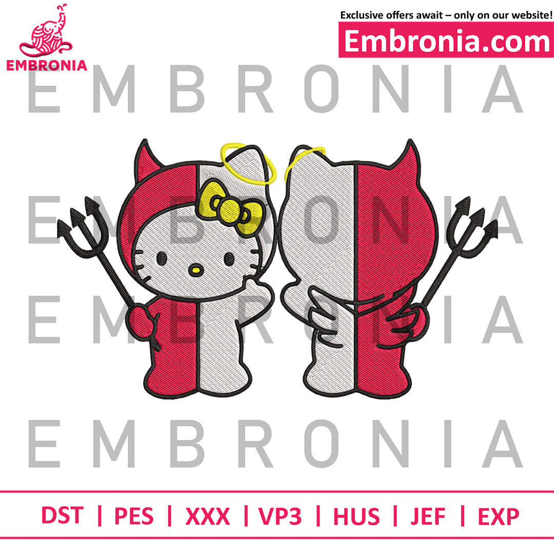 Hello kitty demon embroidery