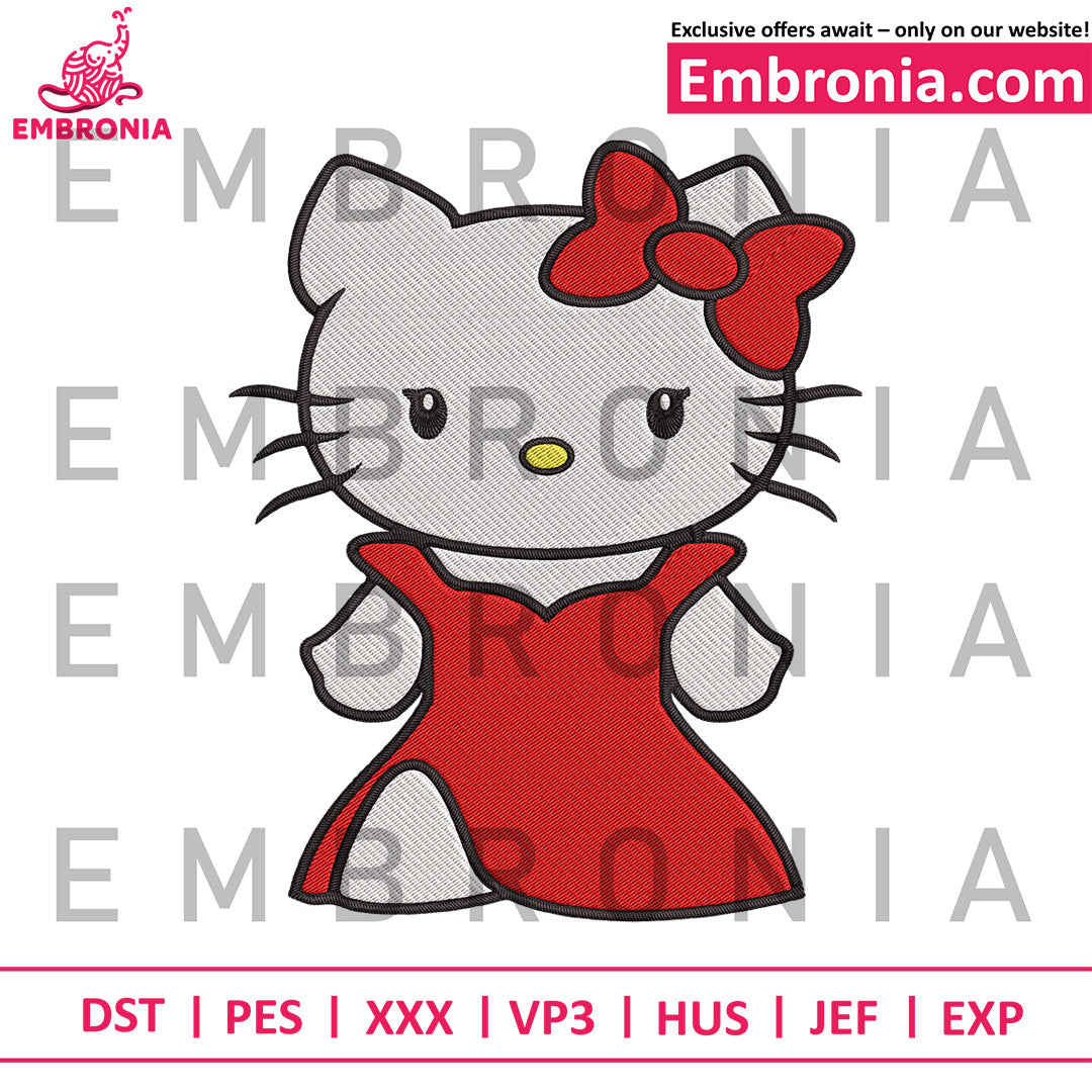 Hello kitty dress embroidery