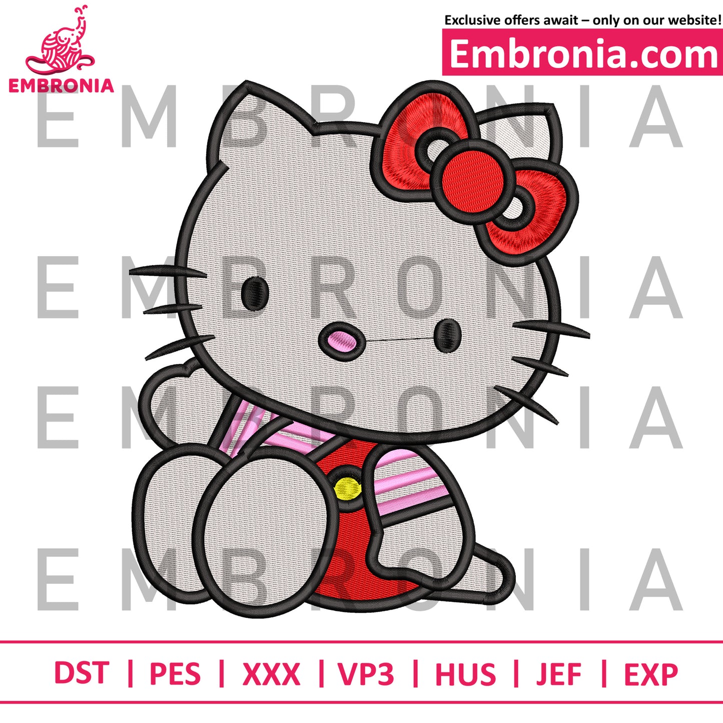 Hello kitty embroidery design