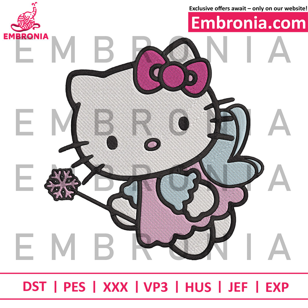 Hello kitty fairy embroidery