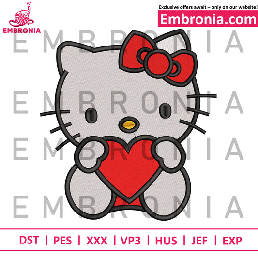 Hello kitty heart embroidery