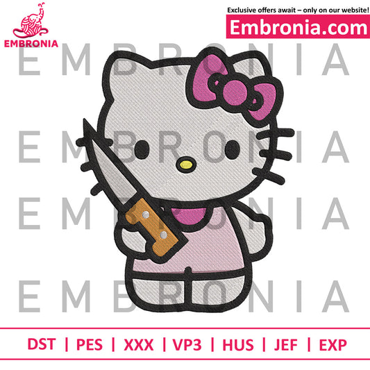 Hello kitty knife embroidery