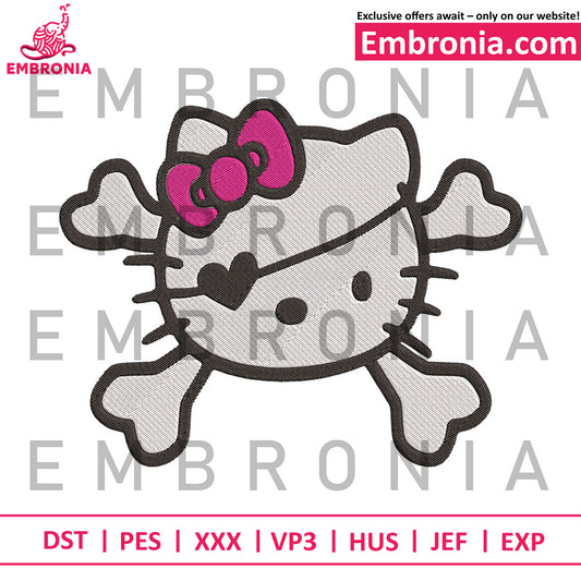 Hello kitty pirate logo embroidery,