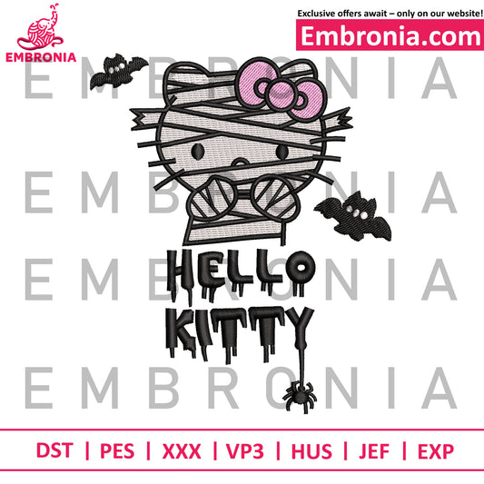 Hello kitty mummy embroidery design