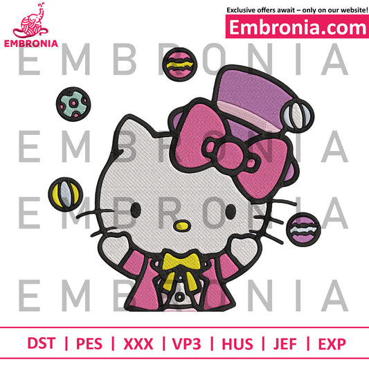 Hello kitty peeker embroidery