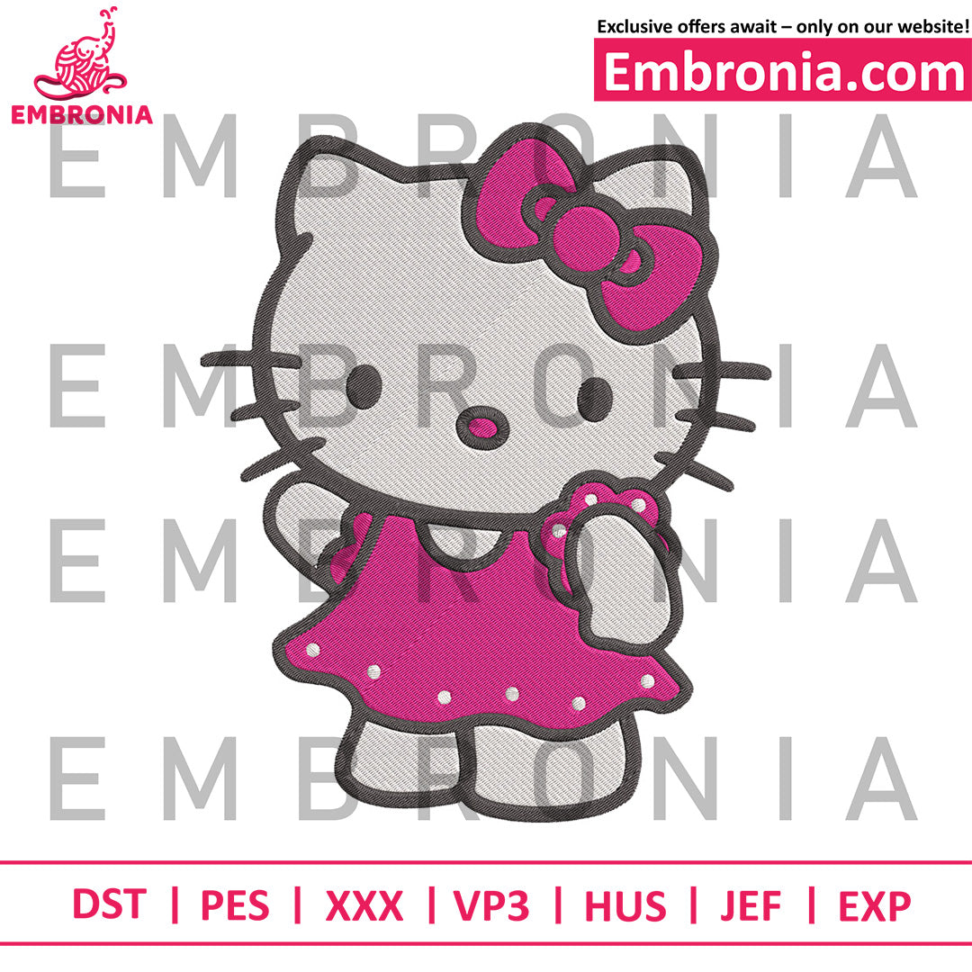 Hello kitty pink dress embroidery