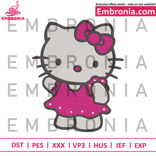 Hello kitty pink dress embroidery