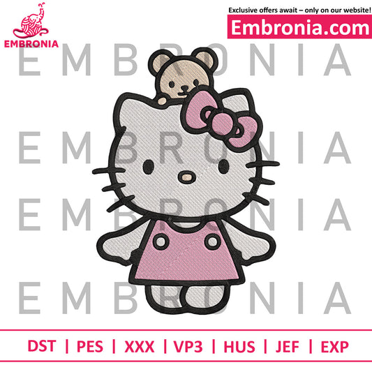 Hello kitty pink embroidery, hello kitty toys embroidery, cute cat embroidery