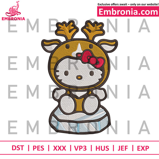 Hello kitty reineer embroidery