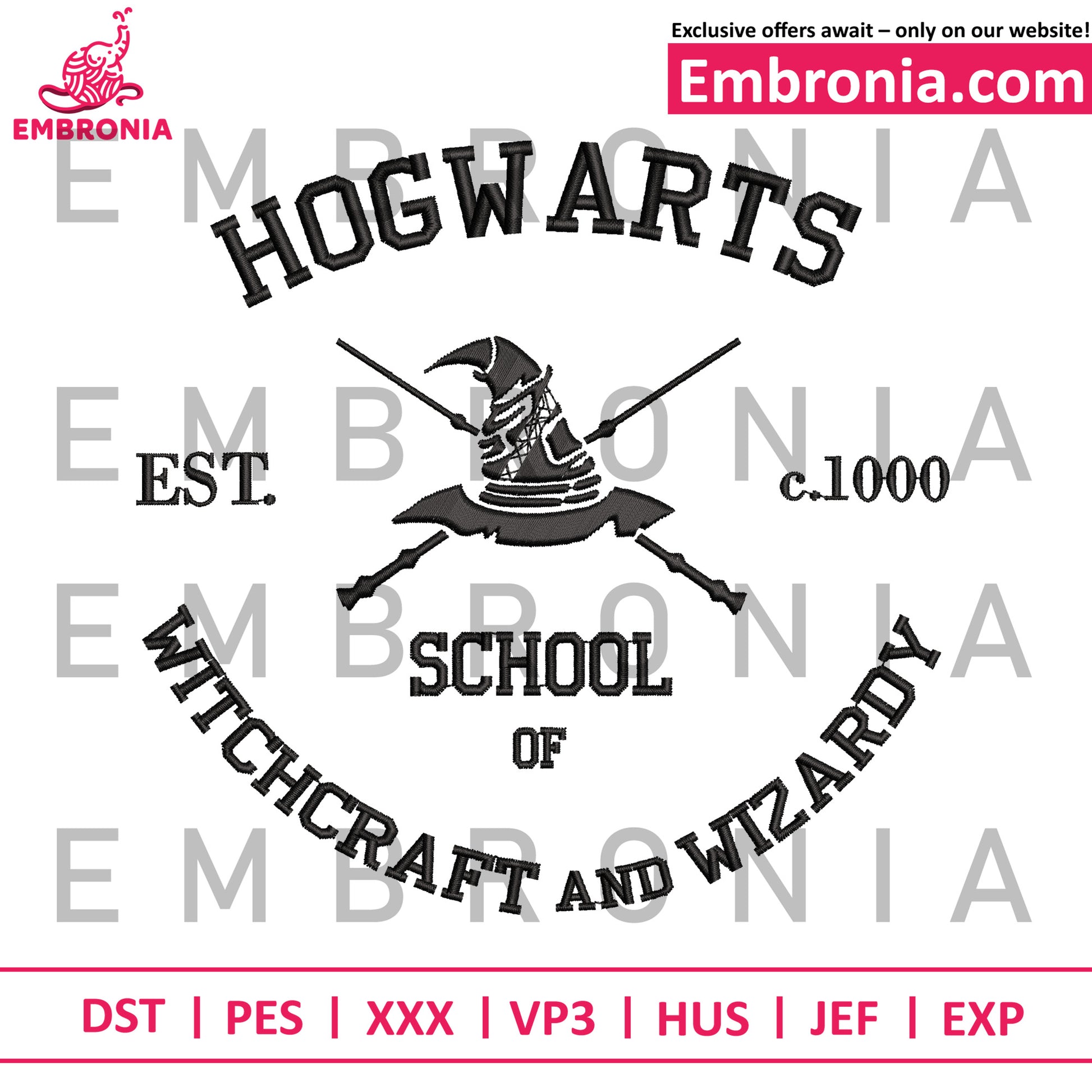 Hogwarts school embroidery