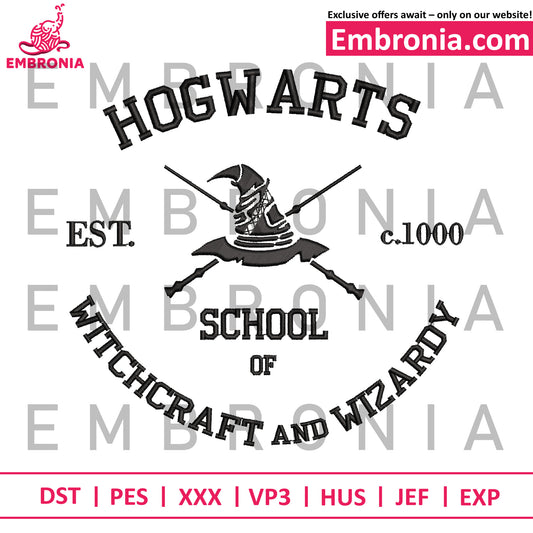 Hogwarts school embroidery
