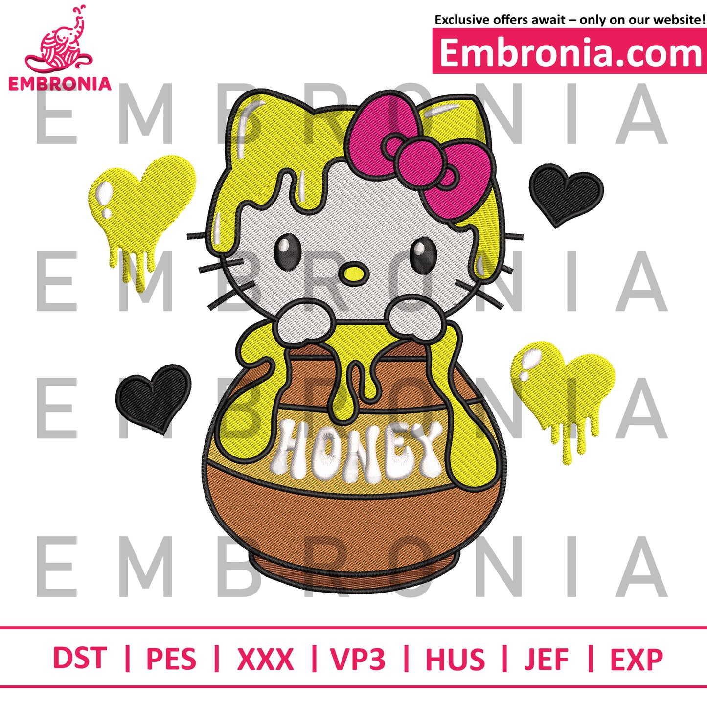 Honey kitty embroidery