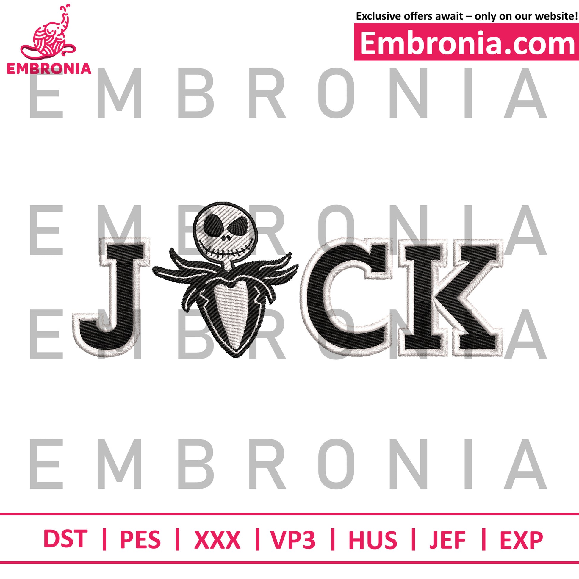 Horror jack name embroidery design