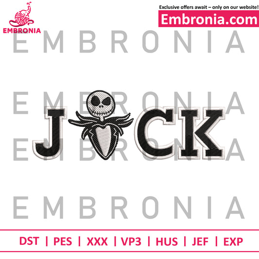 Horror jack name embroidery design