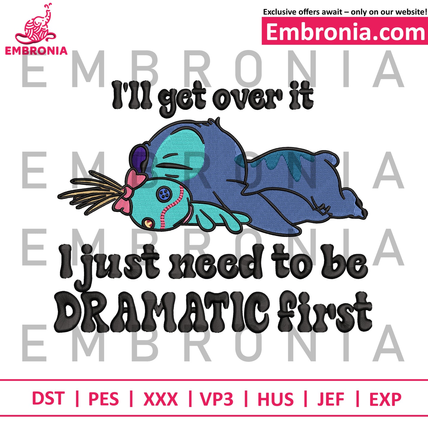 I'll get over it embroidery