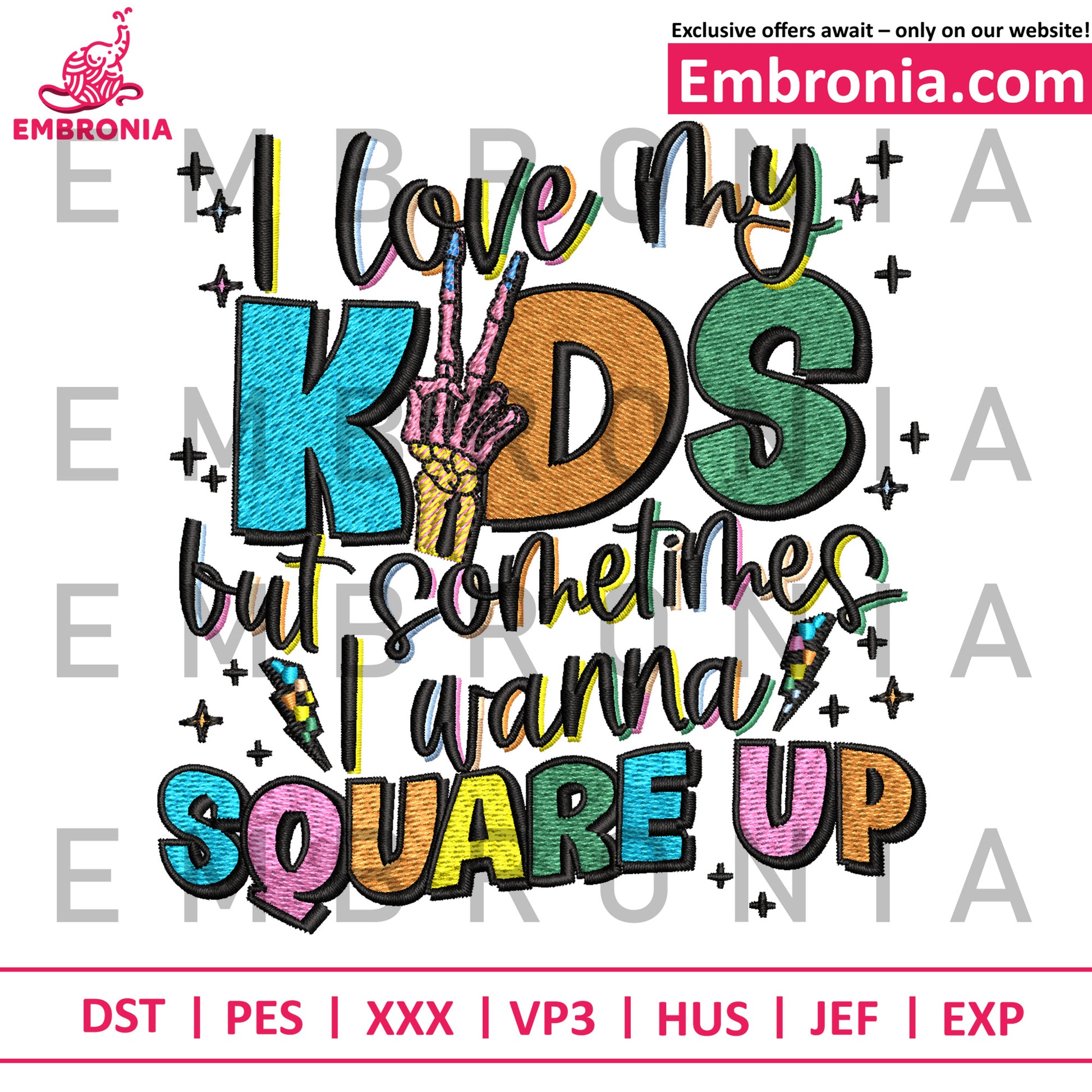 I love my kids embroidery