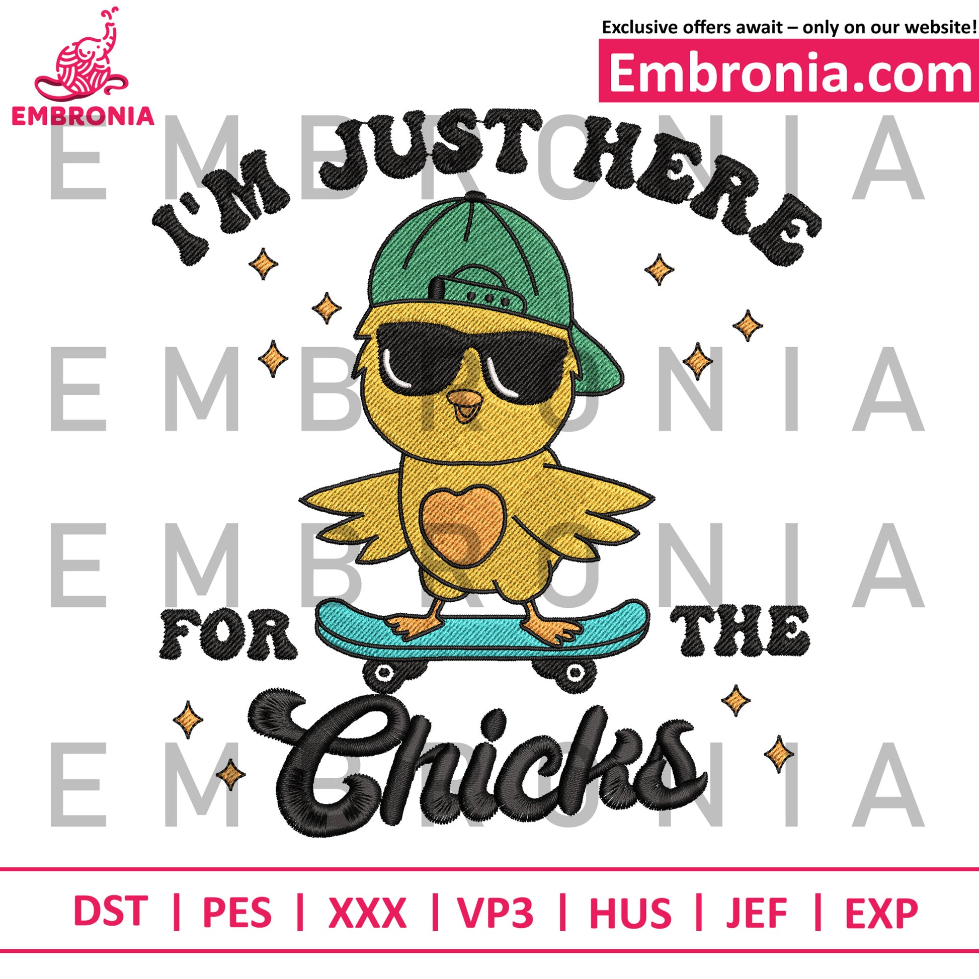 Im just here embroidery