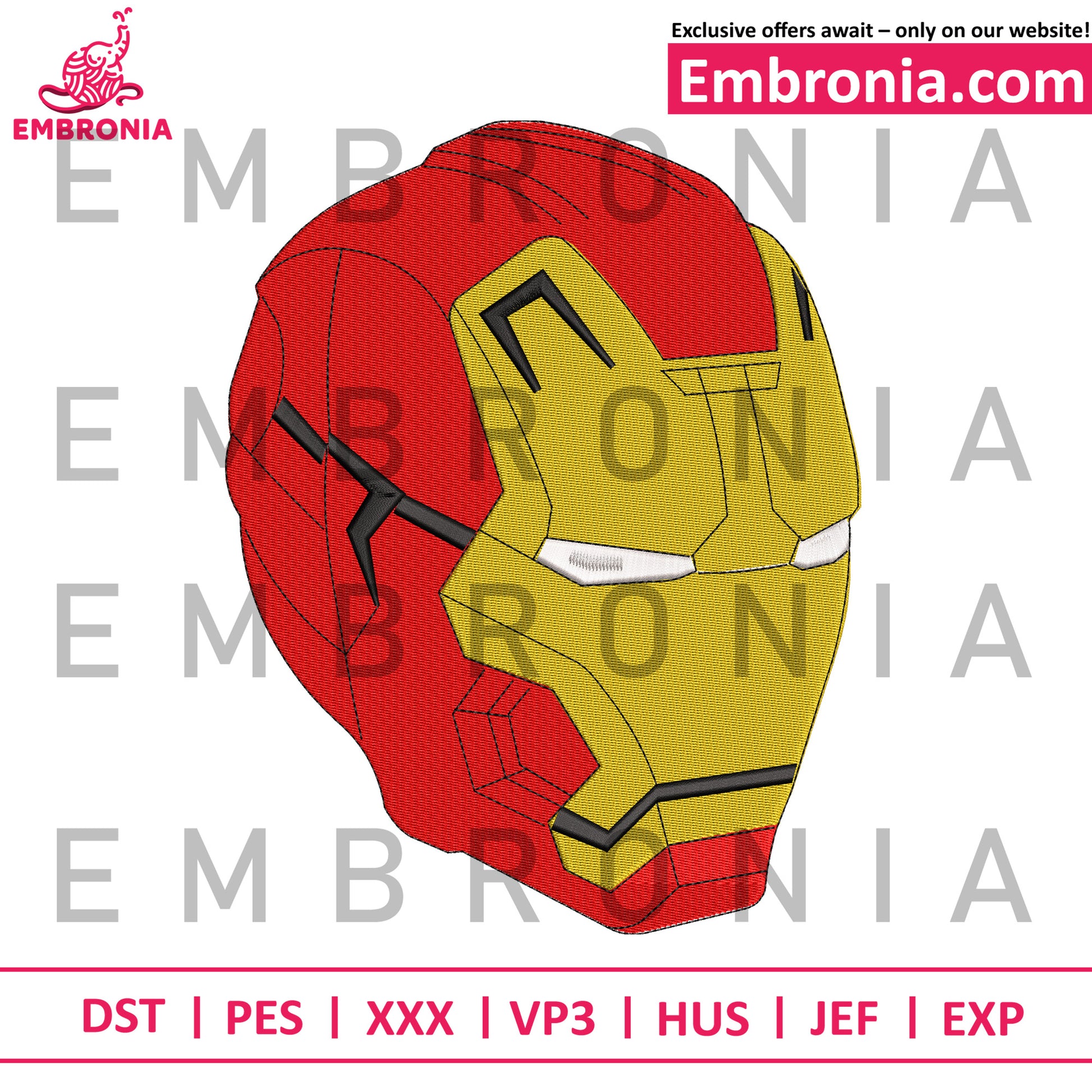 Iron Man head embroidery