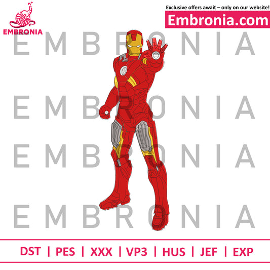 Iron man embroidery design