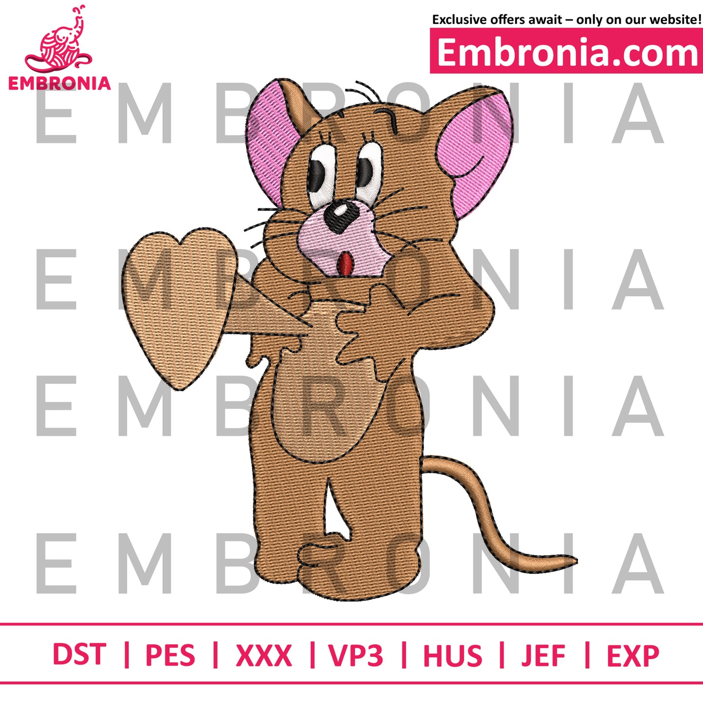 JERRY 2 cart, tom and jerry embroidery