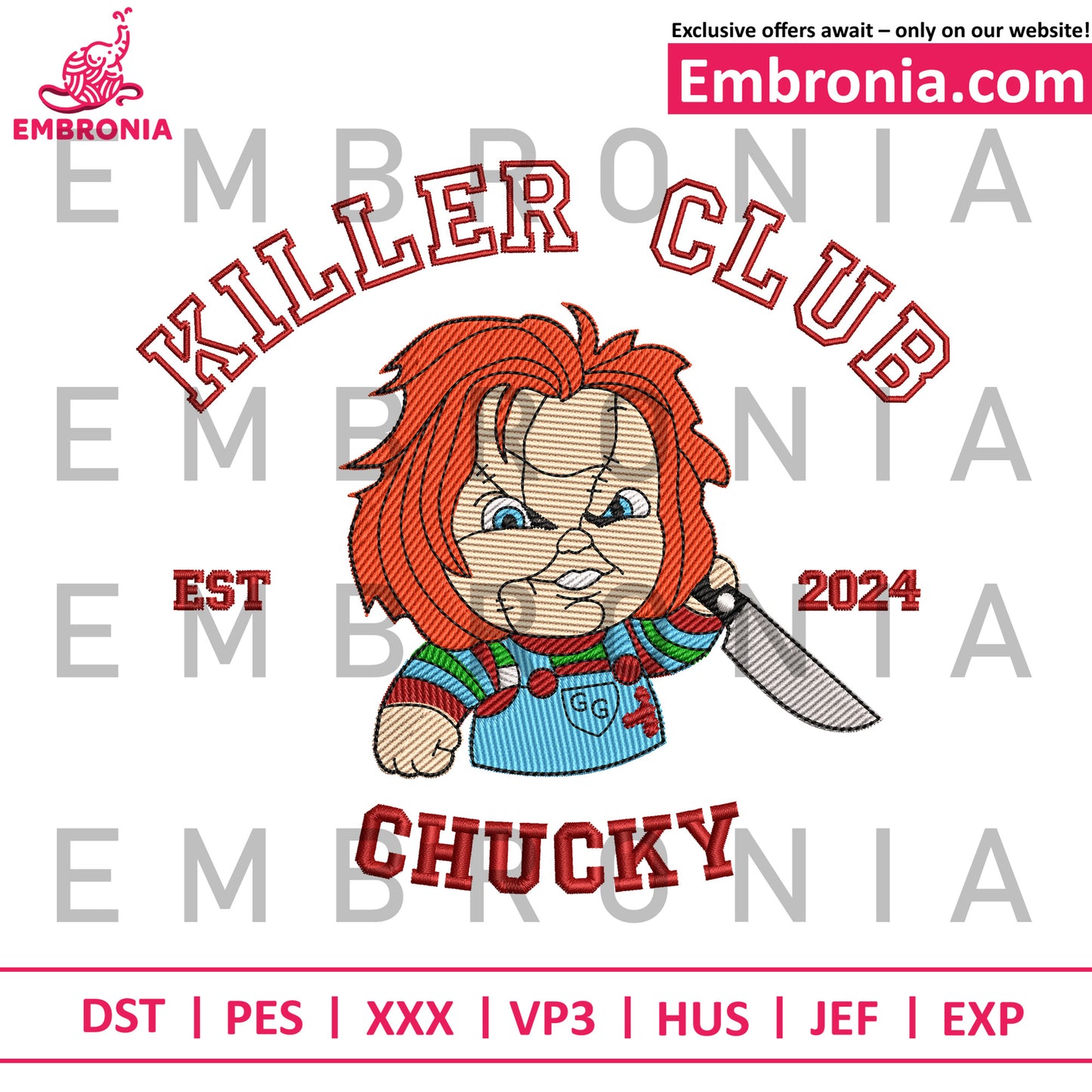 Killer club chucky embroidery
