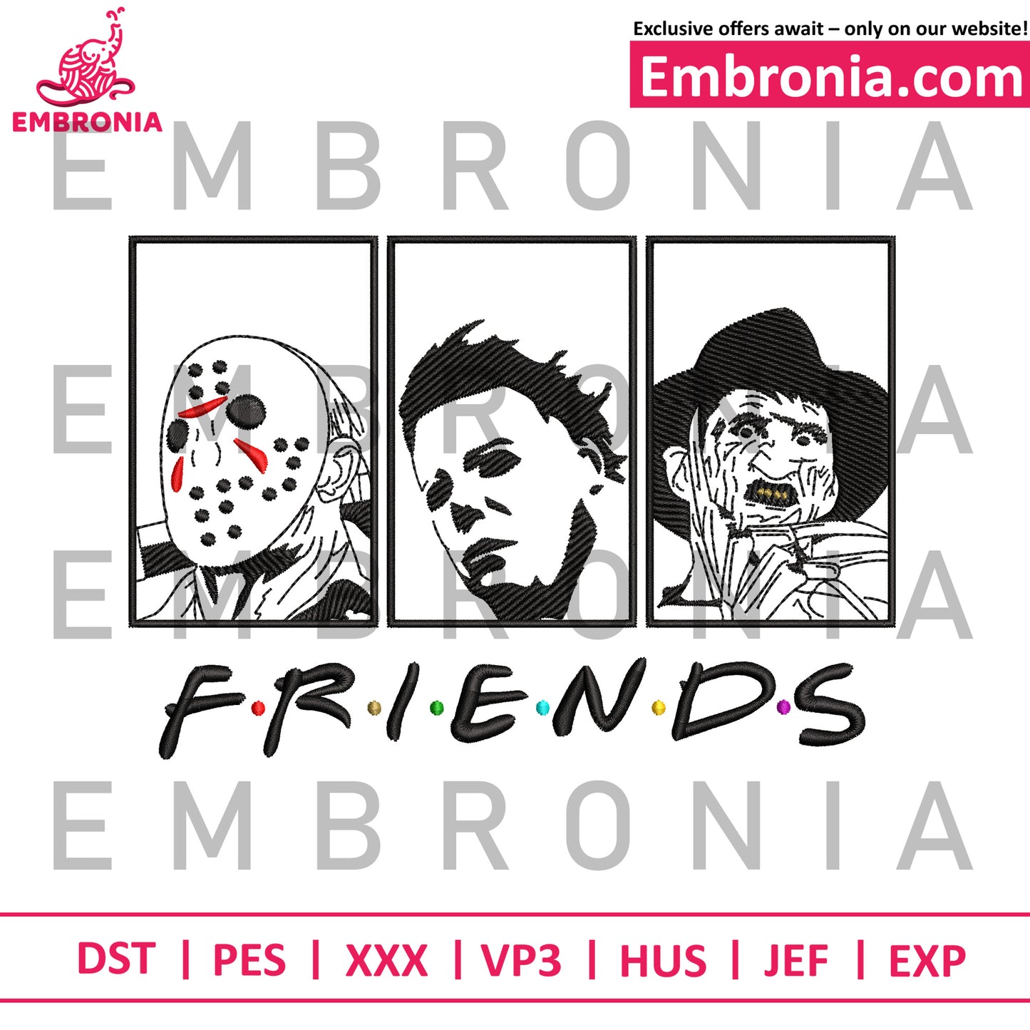 Killer friends embroidery