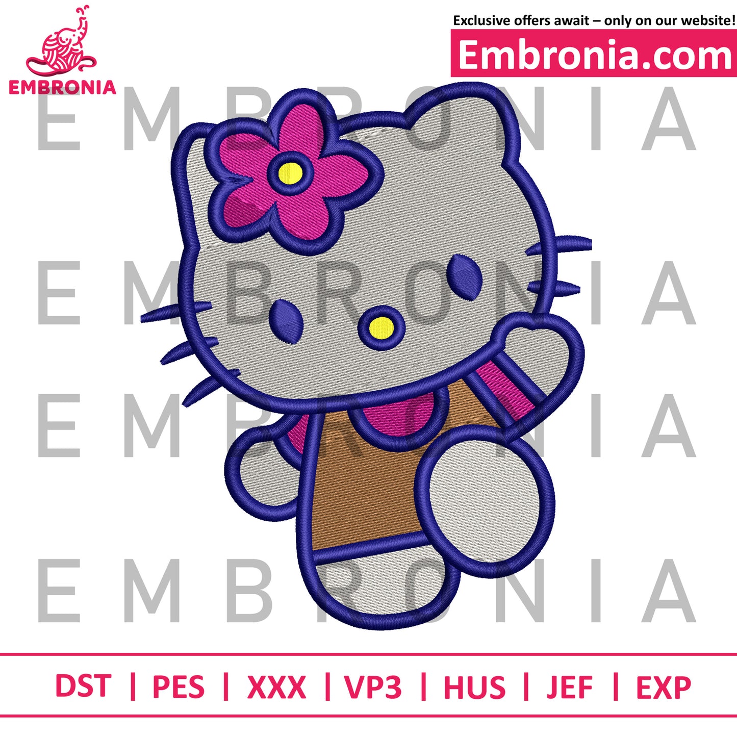 Kitty cart embroidery