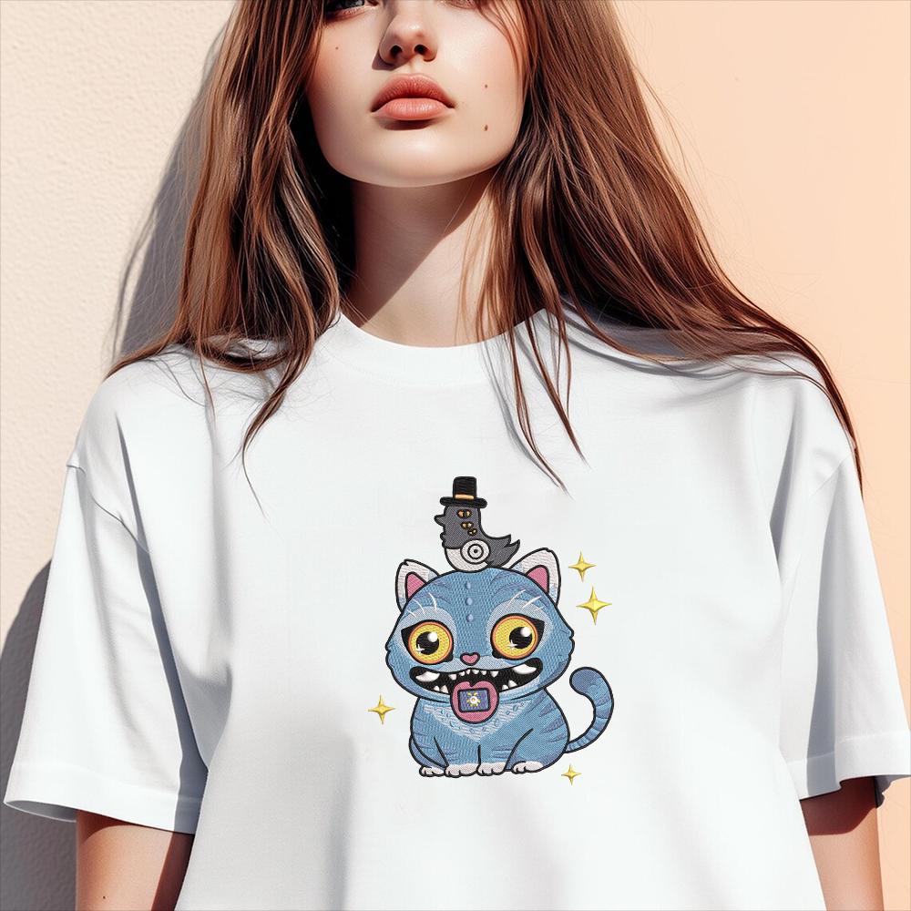 Kpop Demon Hunter Embroidery Design, Cute Bird and Tiger design