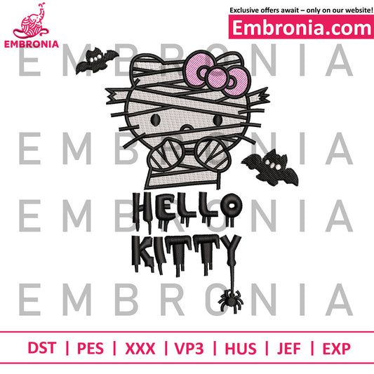 Ktitty halloween embroidery design