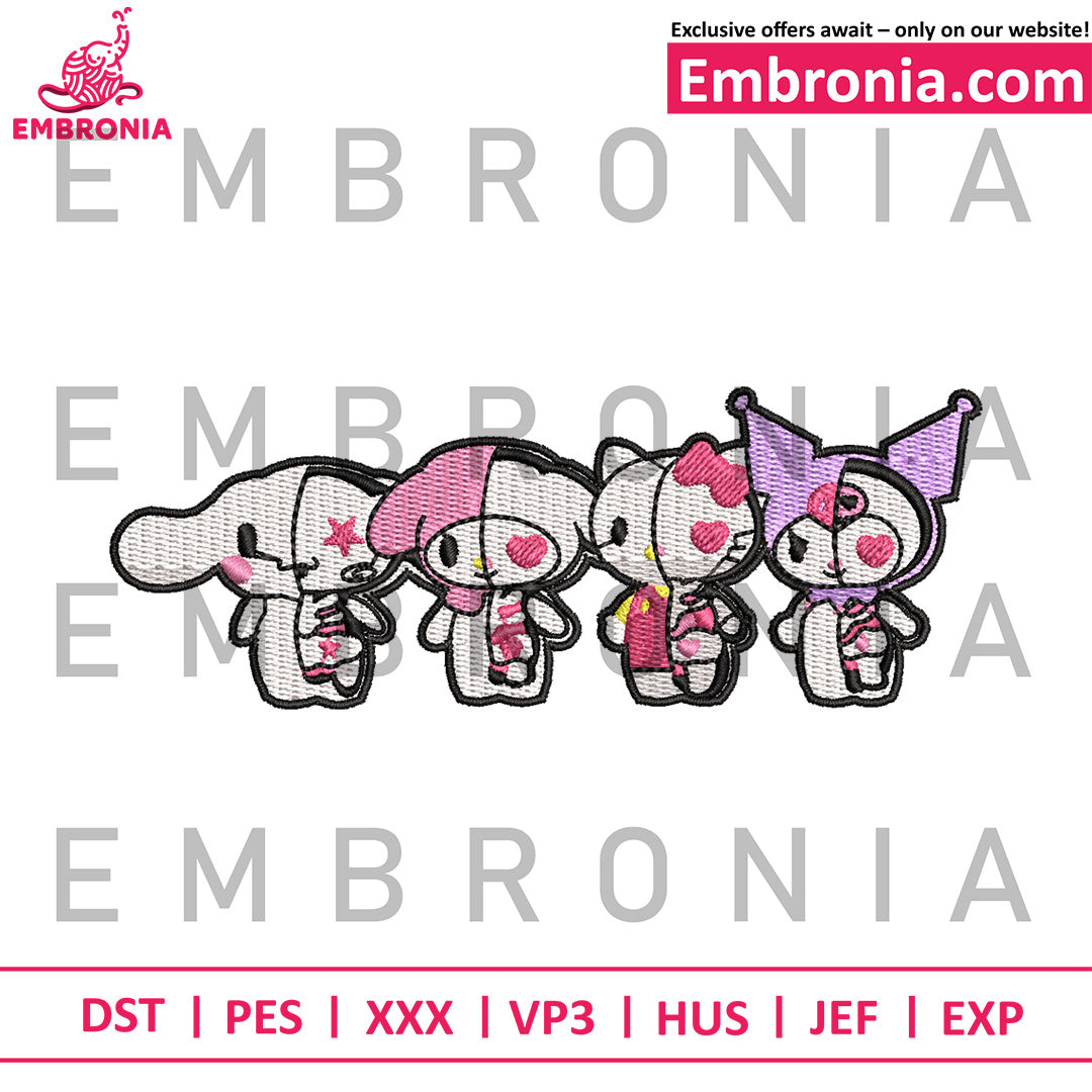 Kuromi chibi cute embroidery design