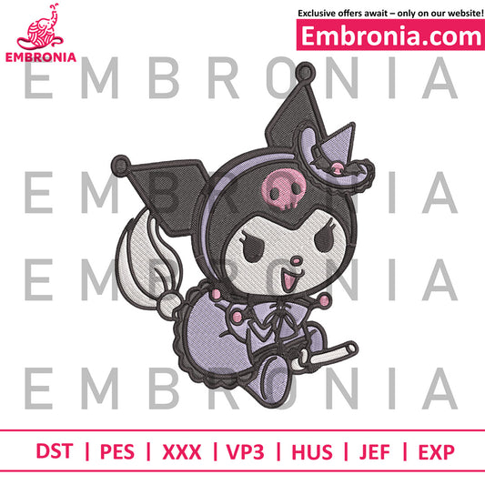 Kuromi cute embroidery, kuromi character embroidery, lovely kuromi embroidery