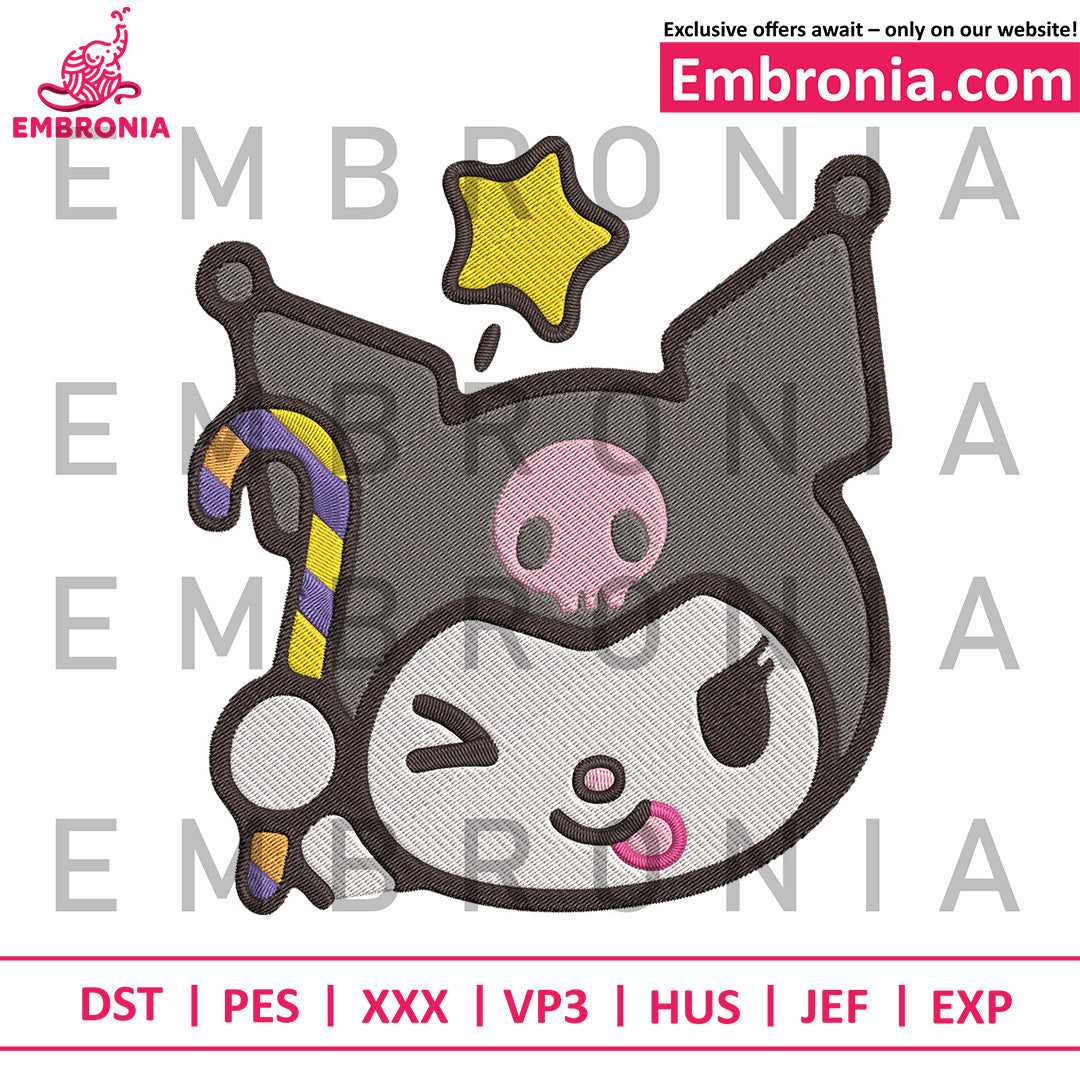 Kuromi face embroidery