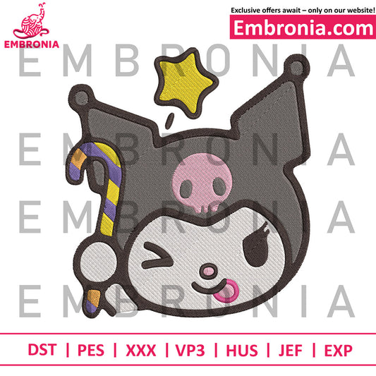 Kuromi face embroidery