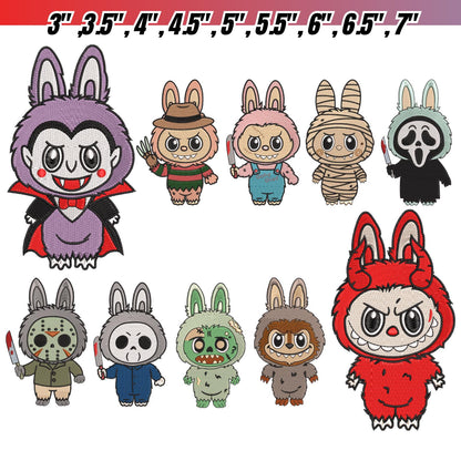 Labubu Embroidery Bundle, cute Labubu Monster Embroidery Design