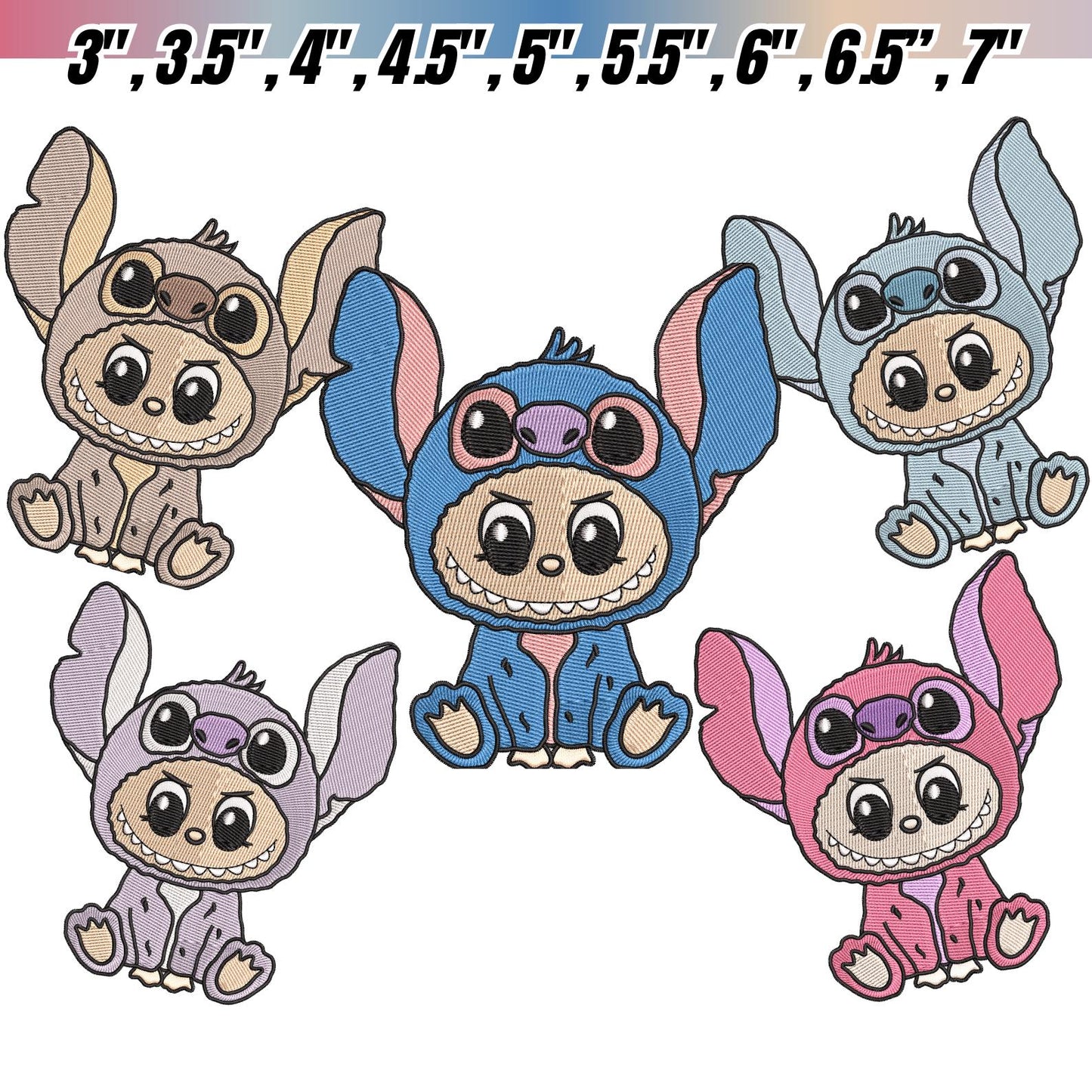 Labubu Embroidery Bundle, cute Labubu Monster Embroidery Design