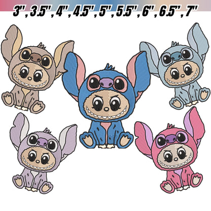 Labubu Embroidery Bundle, cute Labubu Monster Embroidery Design