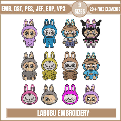 Labubu Monster Embroidery bundle