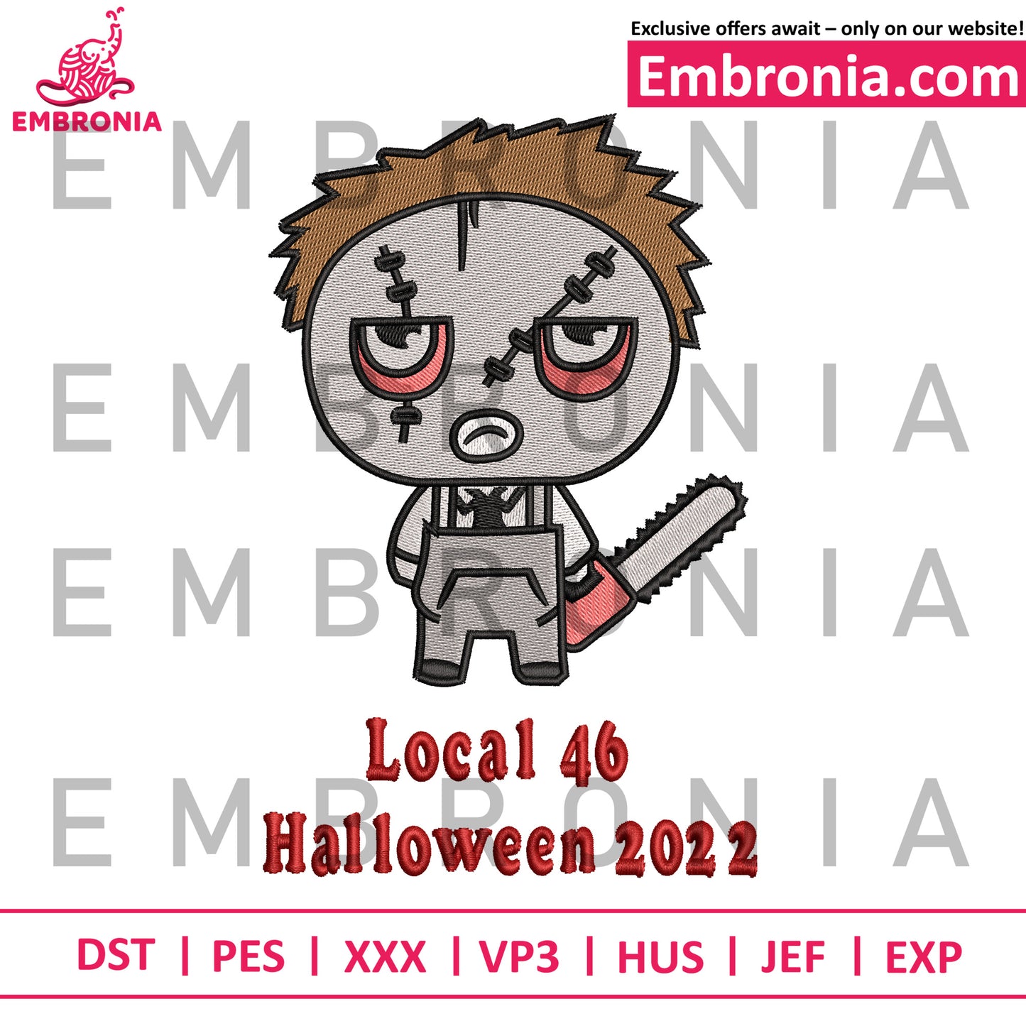 Leather face embroidey design