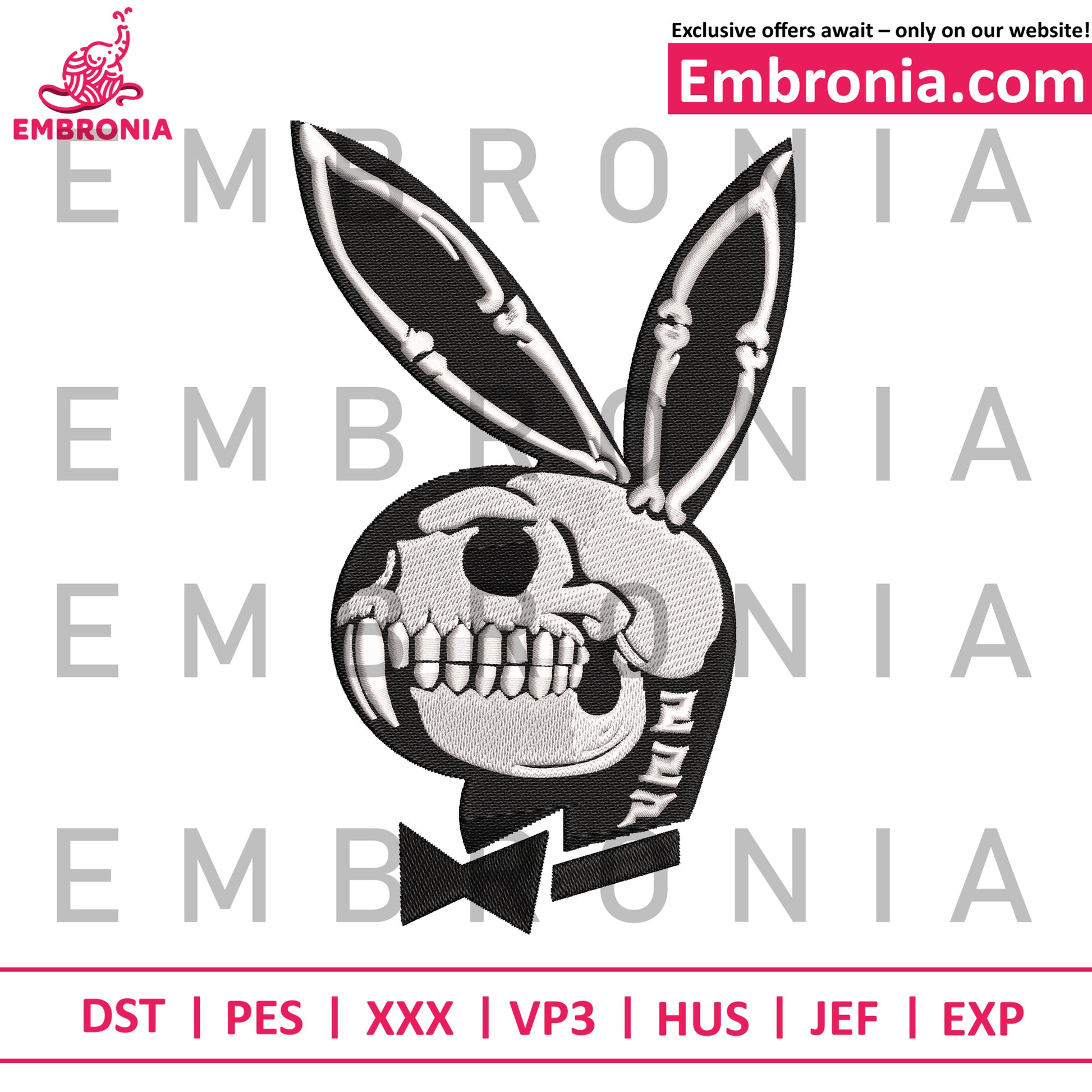 Logo skeleton rabbit punk embroidery,